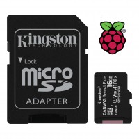 Kingston Micro SD Card 16GB Class 10 with NOOBS 3.3.1 for Rpi, SD adapter - Canvas Select Plus - SDCS2/16GB)