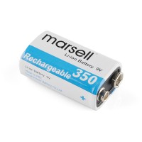 9V Li-ion Rechargeable Battery - 350mAh,  PRT-10053 